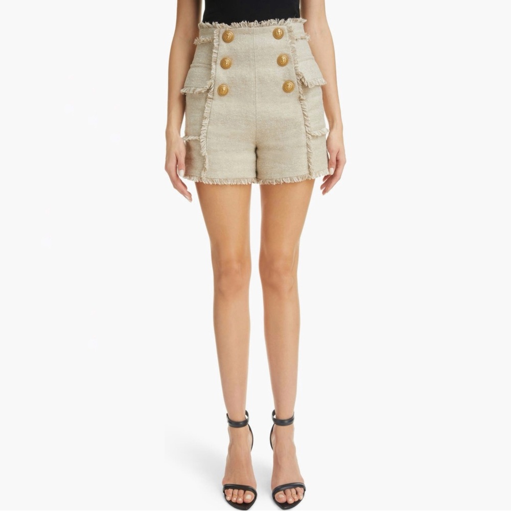 Balmain NWT Six-Button Fringed High Waist Shorts 4 US / 36 FR